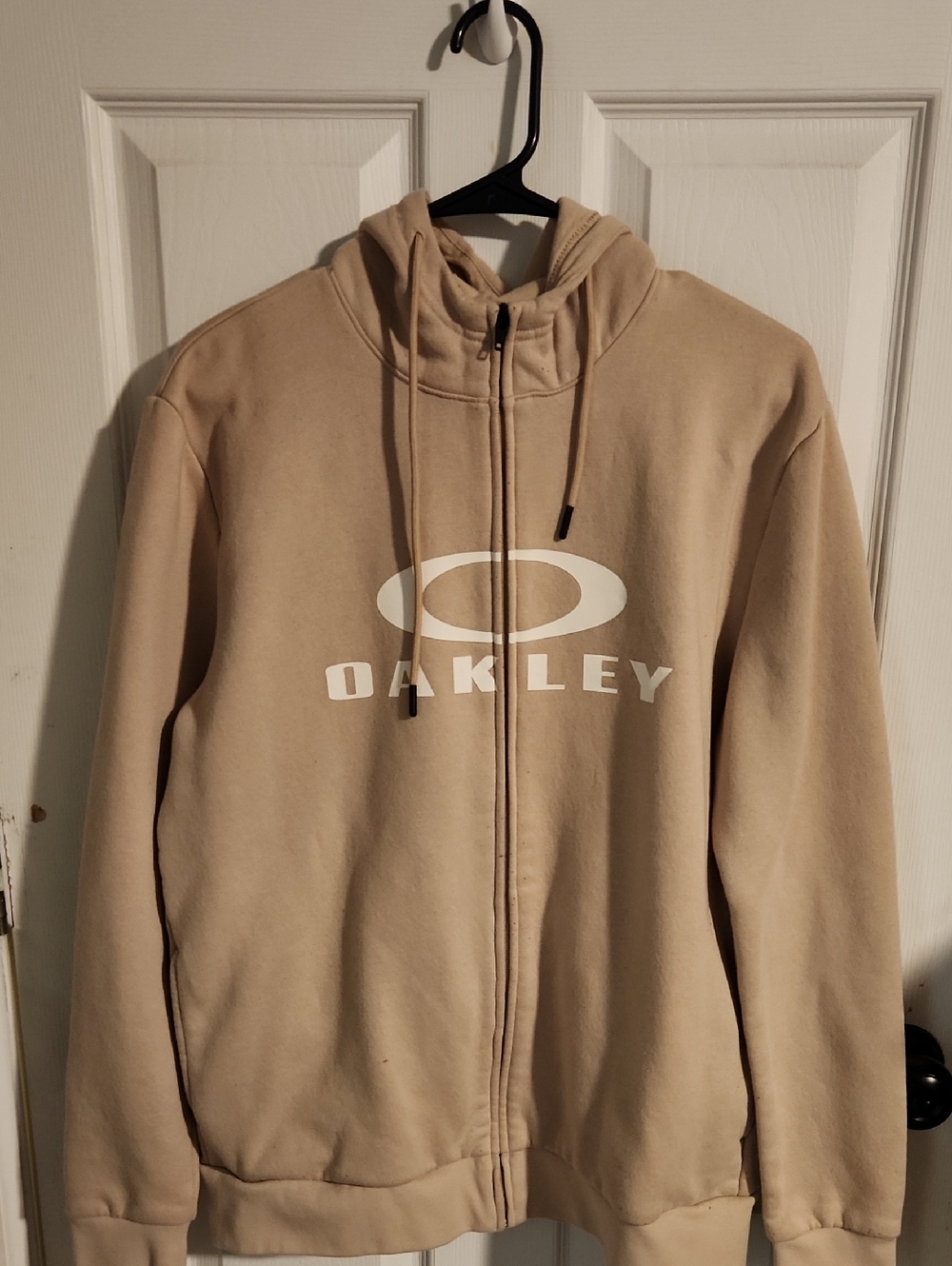Oakley Beige Zip Hoodie with White Logo